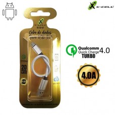 Cabo USB 3.0 Micro USB/V8 Turbo QC 4.0A Nylon Trançado 20cm X-Cell XC-CD-67 - Prata